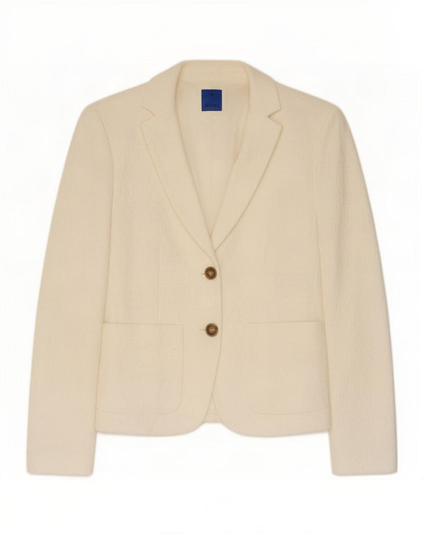 Joop Damen-Blazer mit 2 Knöpfen, EU 38, mittlere, cremefarbene, geometrische Viskose