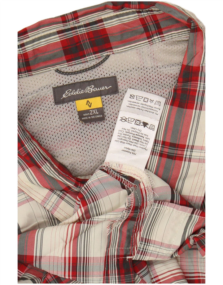 EDDIE BAUER Herren Kurzarmhemd 2XL Rot kariert Polyester