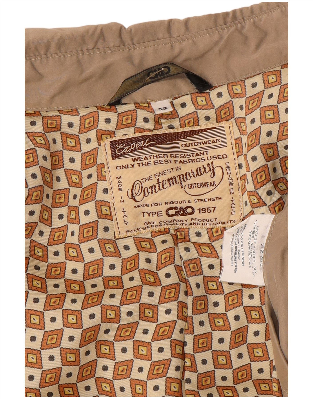 Zeitgenössischer Herrenmantel IT 52 XL Beige Polyester