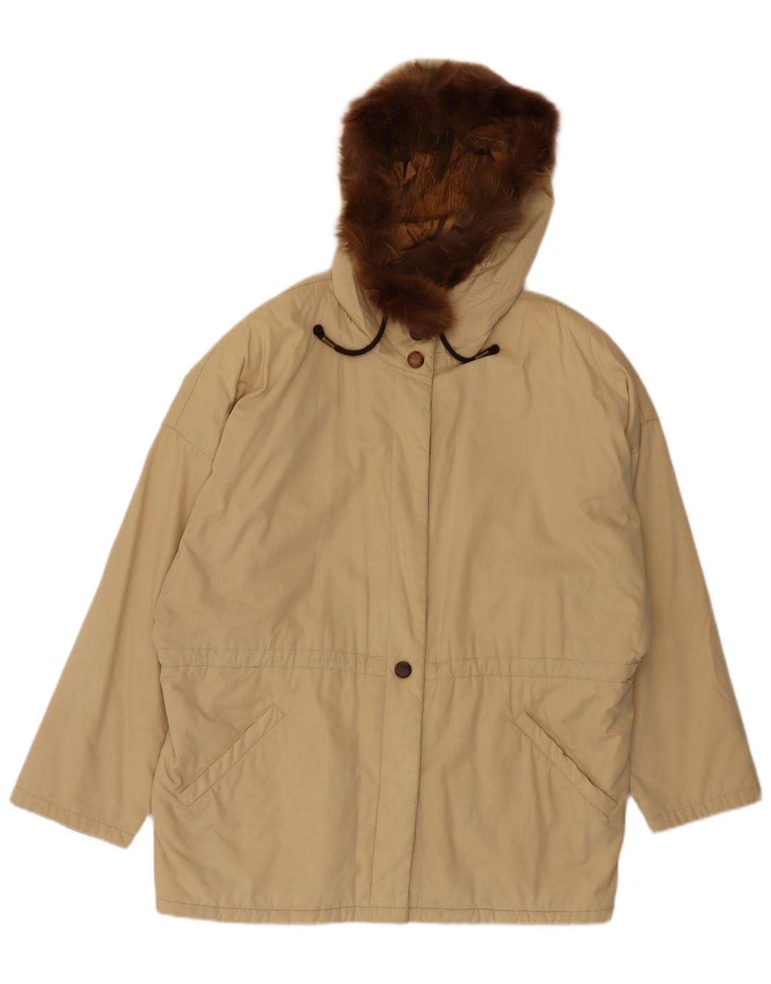Vintage Damen Kapuzenparka Jacke UK 20 2XL Beige