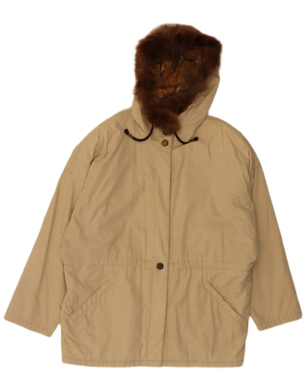 Vintage Damen Kapuzenparka Jacke UK 20 2XL Beige