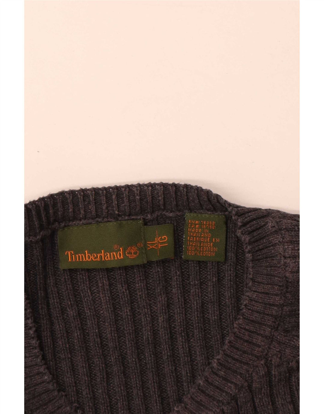 Timberland Herren-Pullover mit U-Boot-Ausschnitt, XL, graue Baumwolle