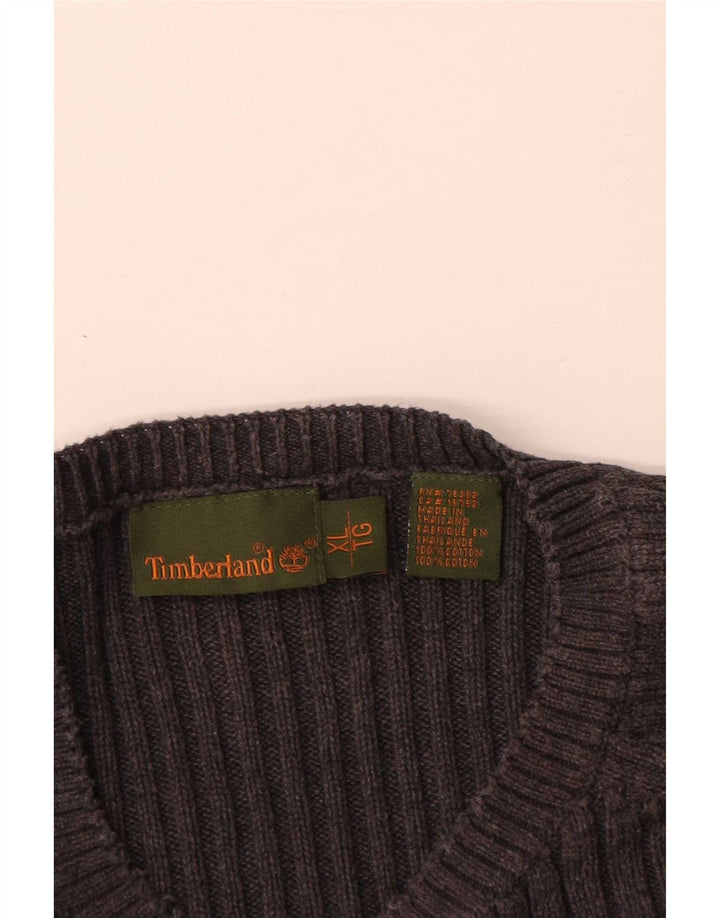 Timberland Herren-Pullover mit U-Boot-Ausschnitt, XL, graue Baumwolle