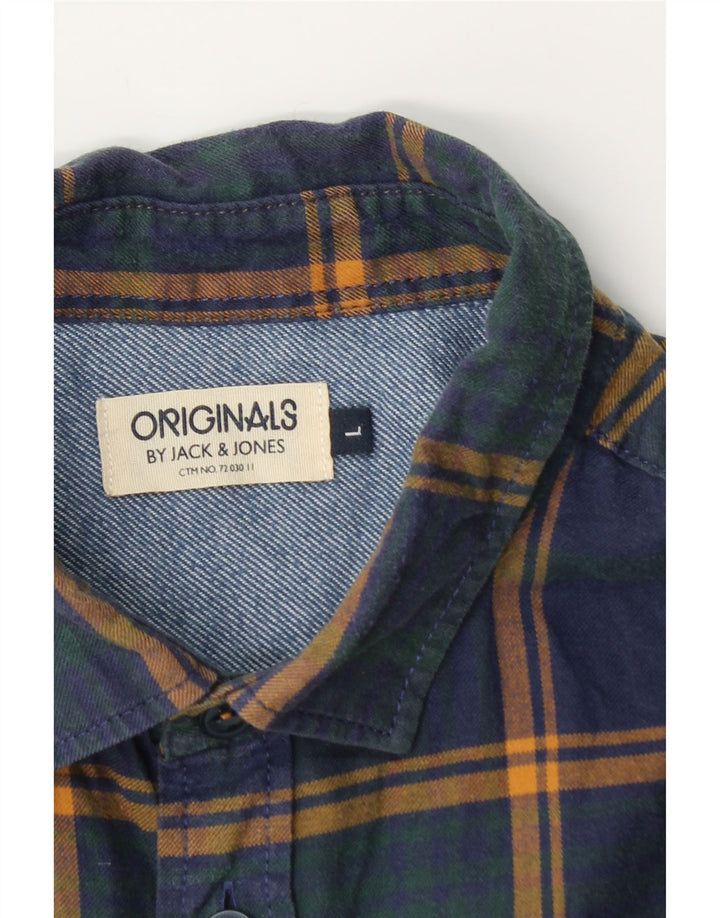 Jack & Jones Herren-Flanellhemd, groß, marineblau kariert