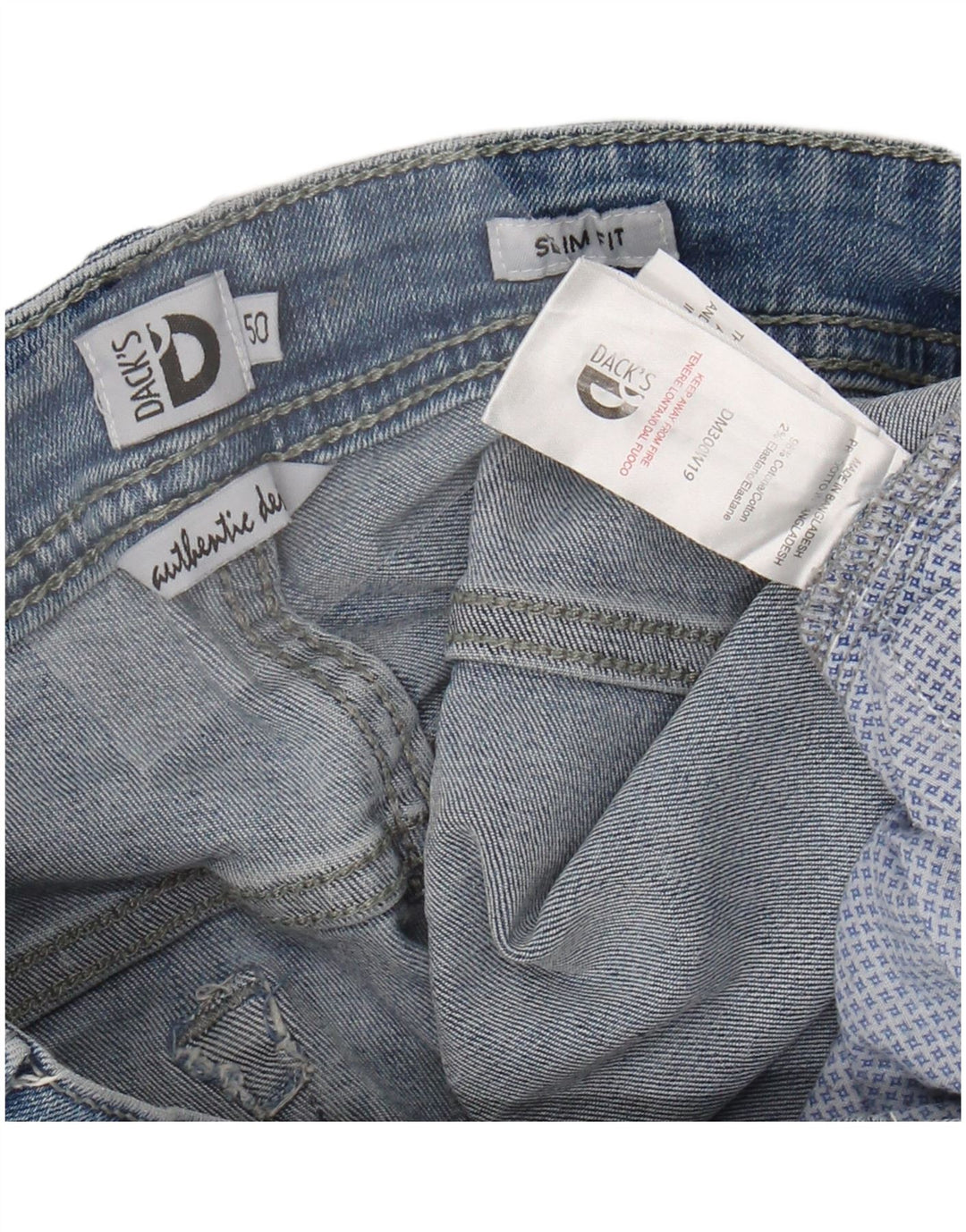 DACK'S Herren Slim Jeans IT 50 Large W34 L31 Blaue Baumwolle