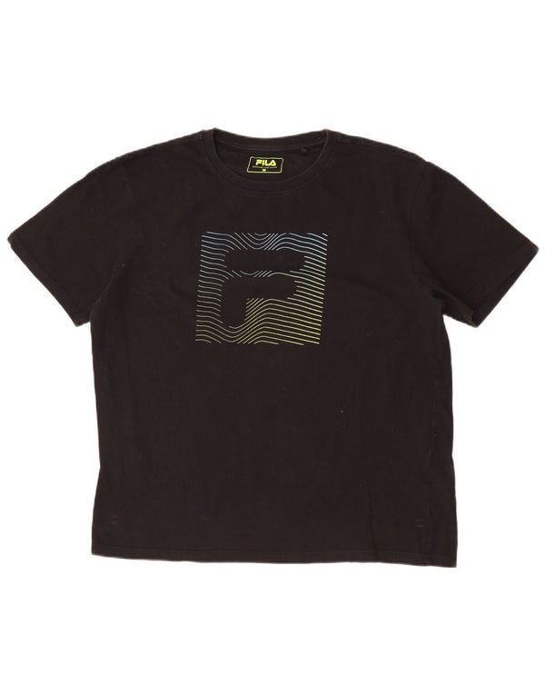 Fila Herren Grafik-T-Shirt-Oberteil aus mittelschwarzer Baumwolle