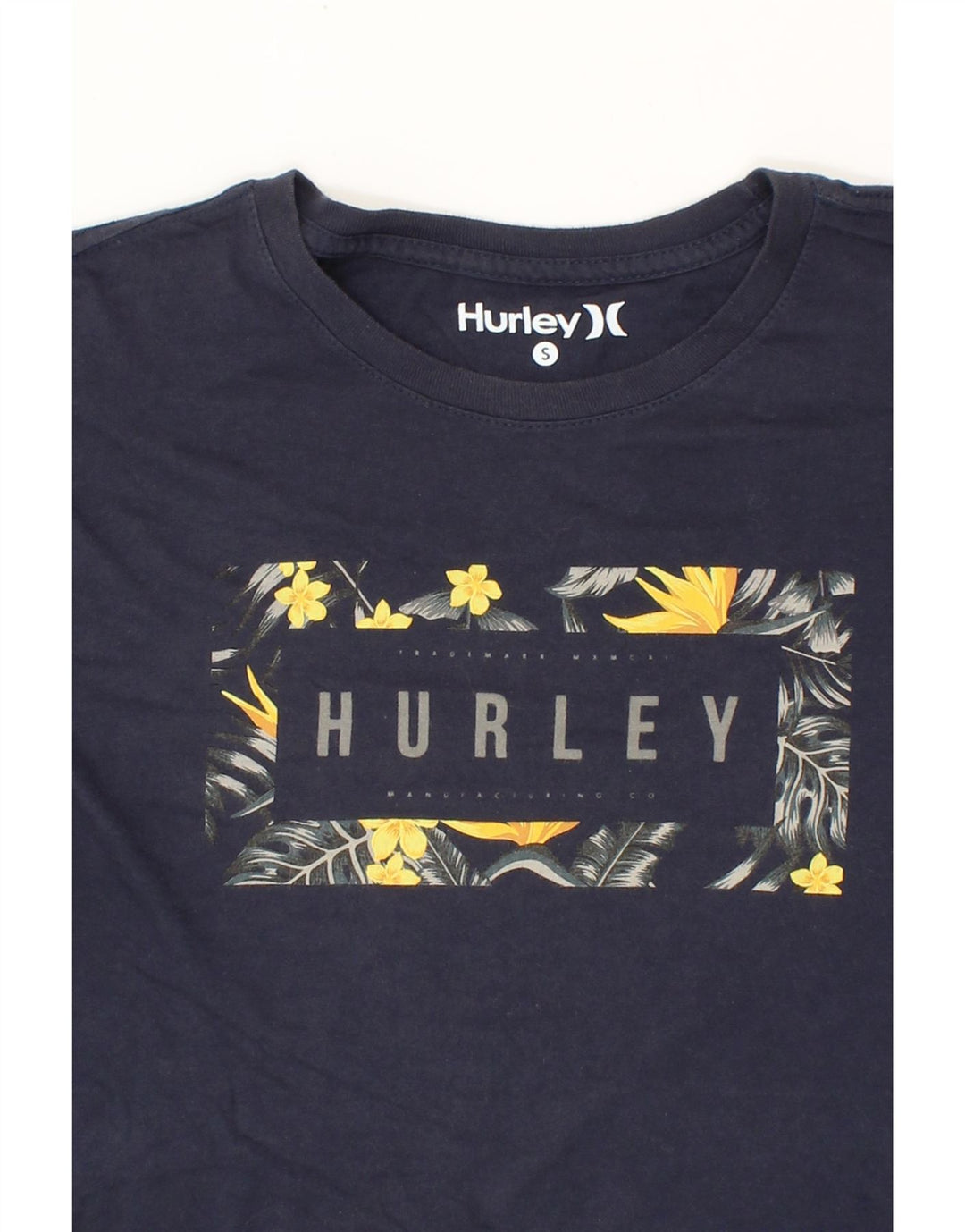 HURLEY Mens Graphic T-Shirt Top Small Navy Blue Cotton Vintage Hurley and Second-Hand Hurley from Messina Hembry 