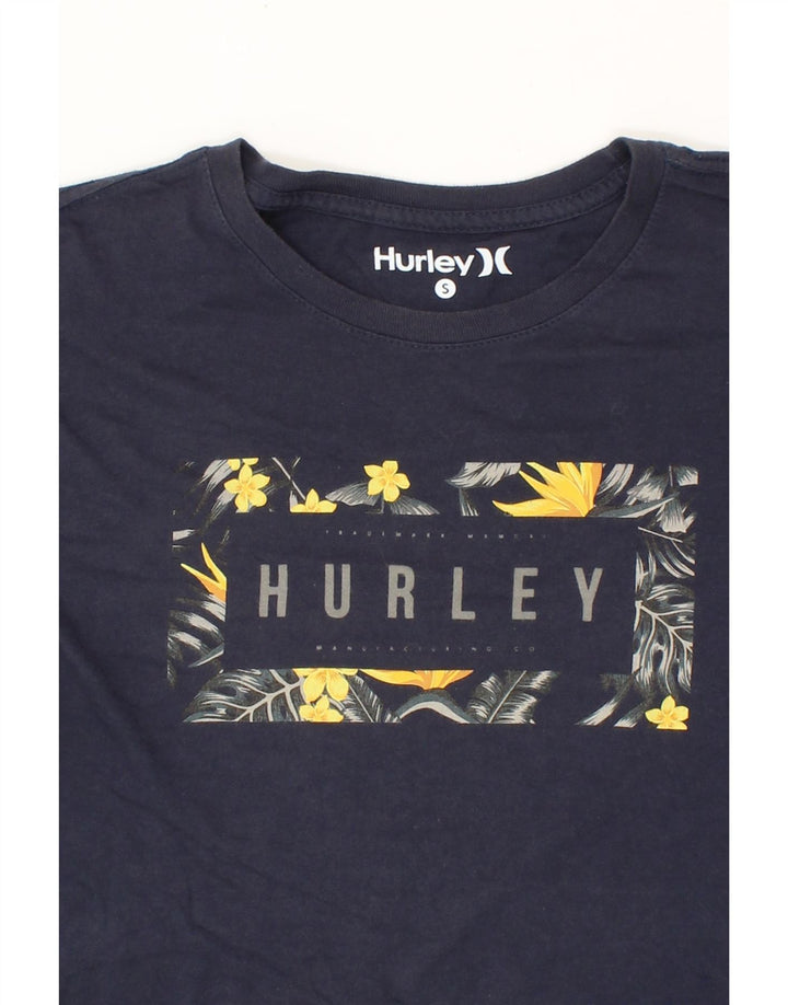 HURLEY Mens Graphic T-Shirt Top Small Navy Blue Cotton Vintage Hurley and Second-Hand Hurley from Messina Hembry 