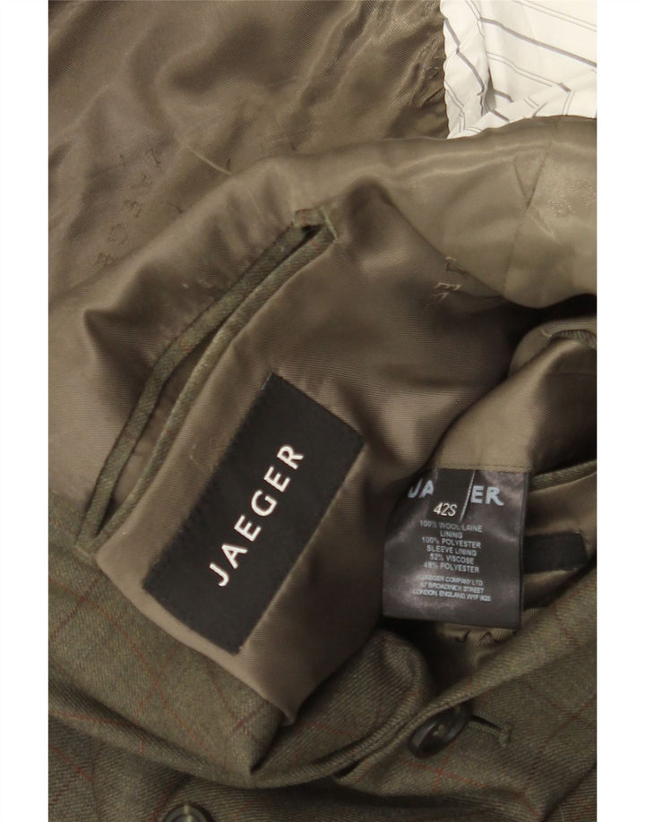 JAEGER Herren-Blazerjacke mit 2 Knöpfen, UK 42, XL, Khaki, kariert, Wolle