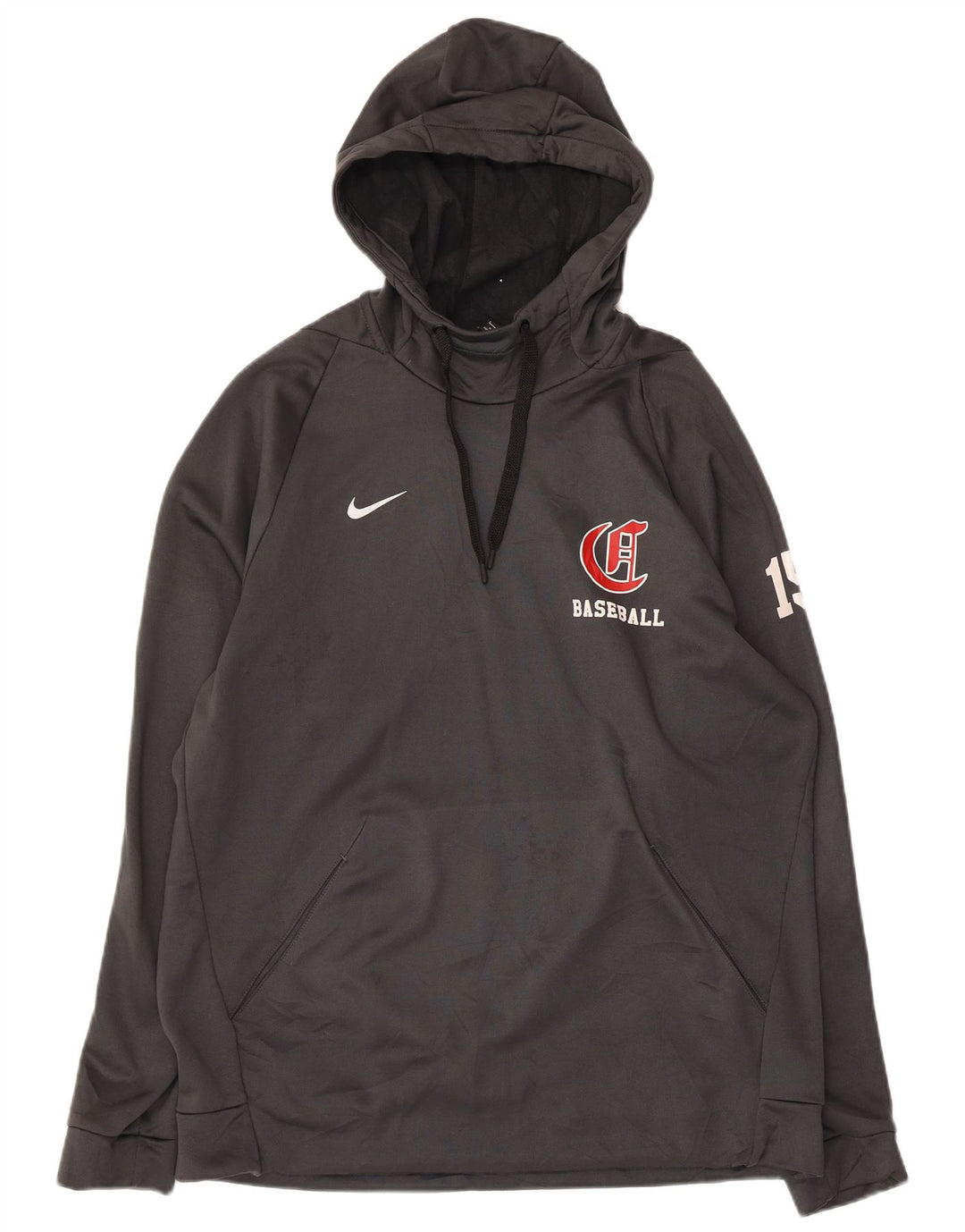 NIKE Herren-Kapuzenpullover mit Baseball-Grafik, groß, aus grauem Polyester
