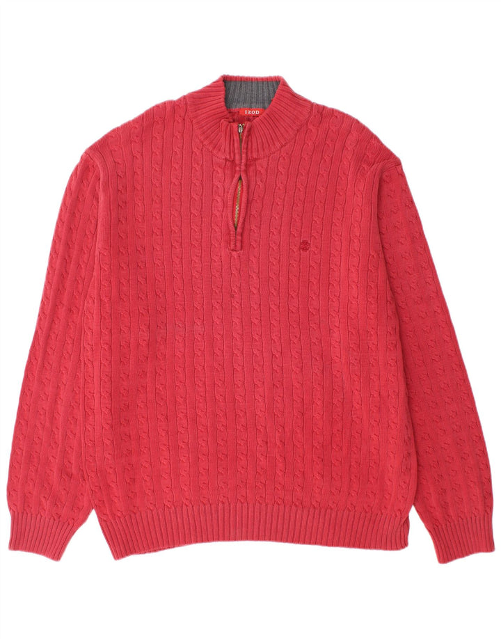Izod Herren-Pullover mit Reißverschluss am Hals, XL, Rot