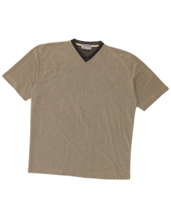 Tessitore Herren T-Shirt Top Large Grau Nadelstreifen