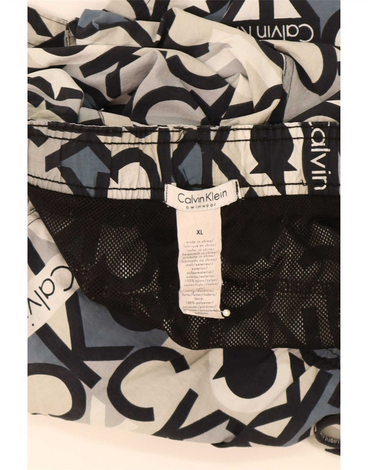 Calvin Klein Herren-Badeshorts mit Grafik, XL, graues Nylon