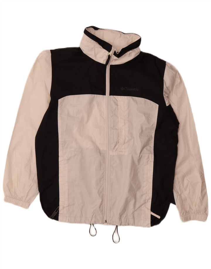Columbia Herren-Regenjacke mit Kapuze, UK 38, mittelweißes Colourblock-Polyester