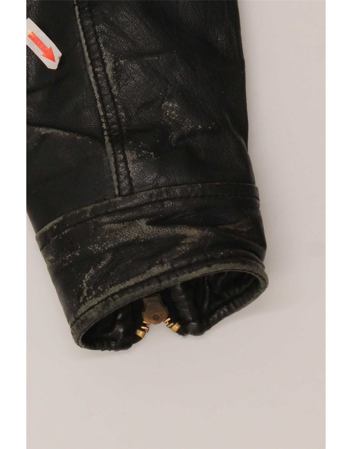 Only & Sons Herren Leder Bikerjacke UK 40 Large Schwarz