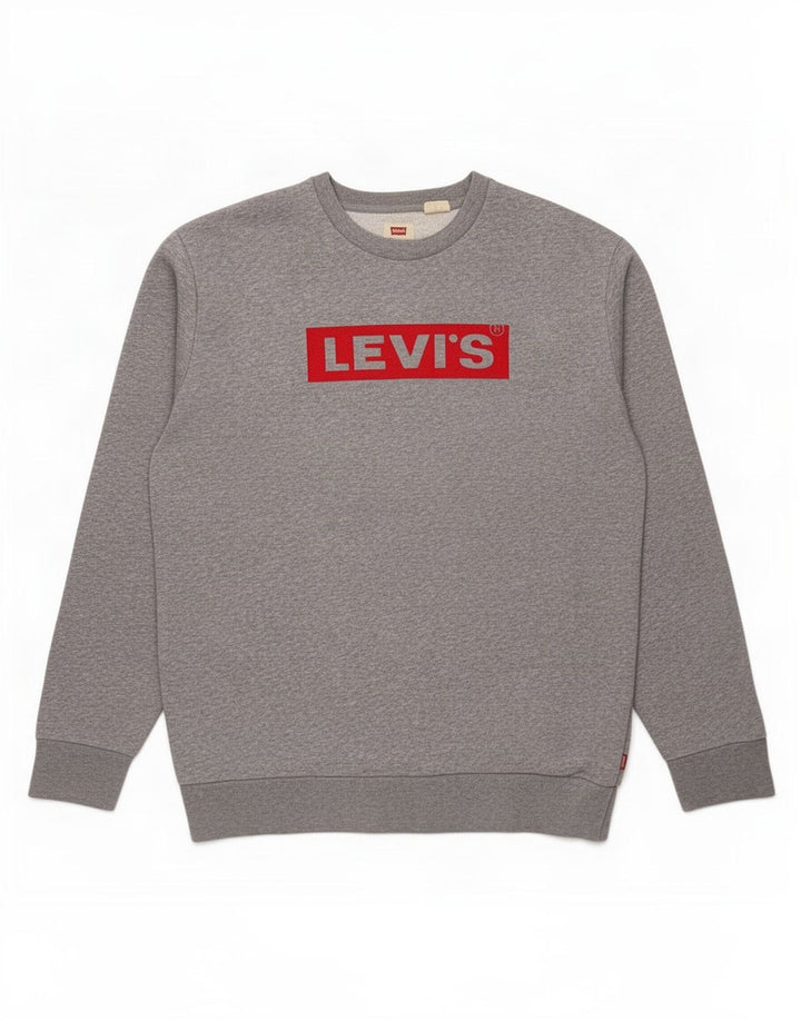 Levi's Herren-Sweatshirt mit Grafik, mittelgrau gefleckte Baumwolle