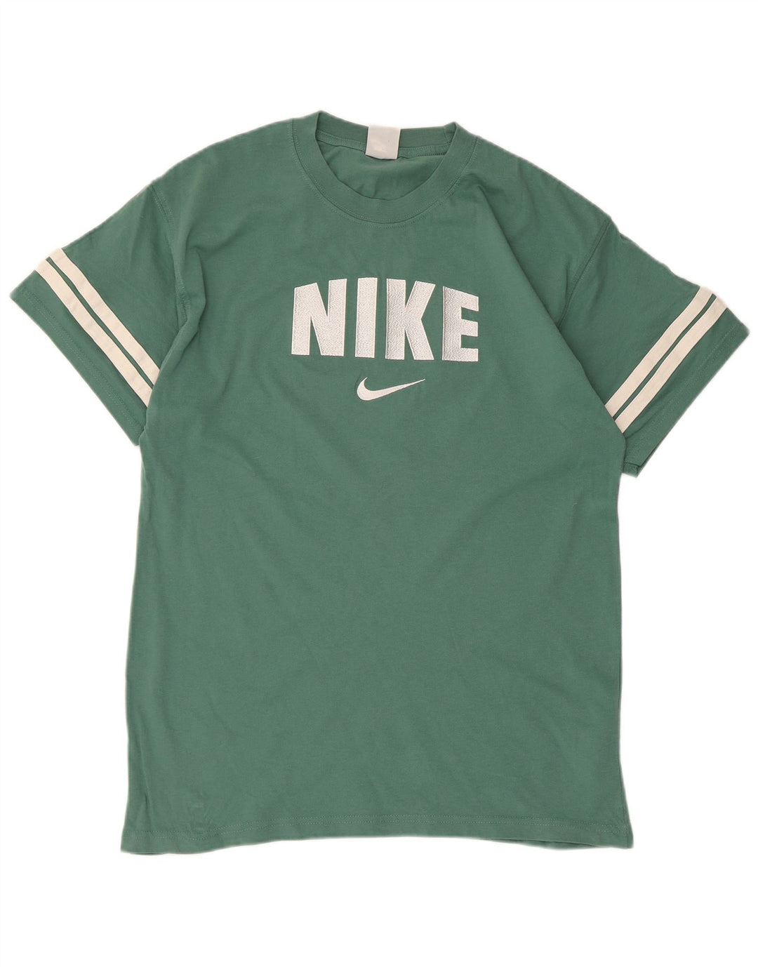 Nike Herren Grafik-T-Shirt-Oberteil aus mittelgrüner Colourblock-Baumwolle
