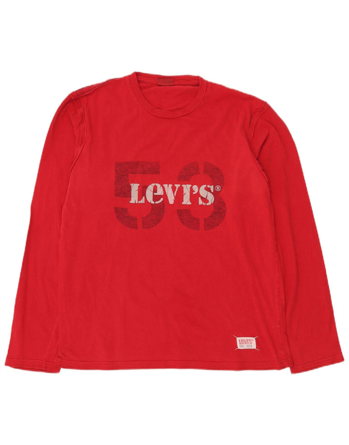 LEVI'S Damen Graphic Top Langarm UK 18 XL Rote Baumwolle