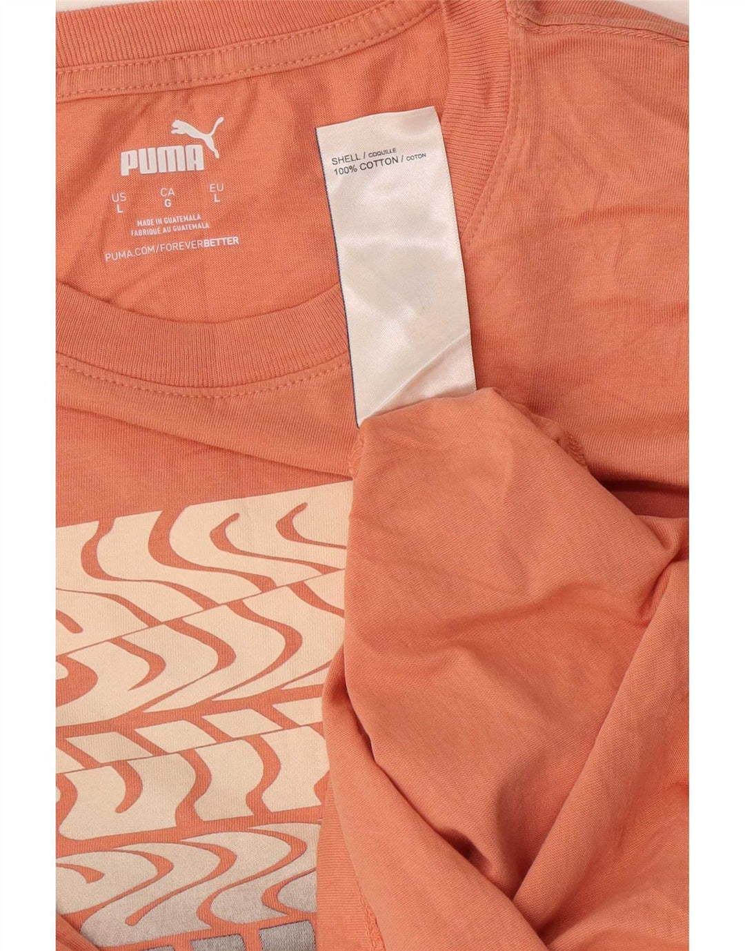 Puma Herren Grafik-T-Shirt Top Large Orange Baumwolle