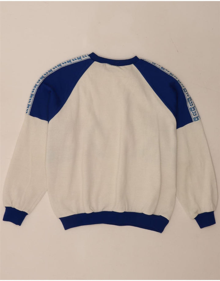 Vintage Herren Grafik Sweatshirt Pullover XL Weiß Farbblock
