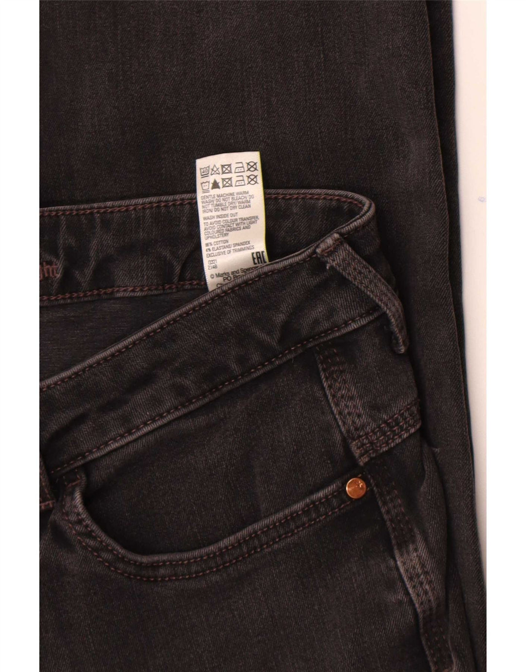 Marks & Spencer Damen Slim Jeans UK 12 Medium W30 L28 Schwarze Baumwolle