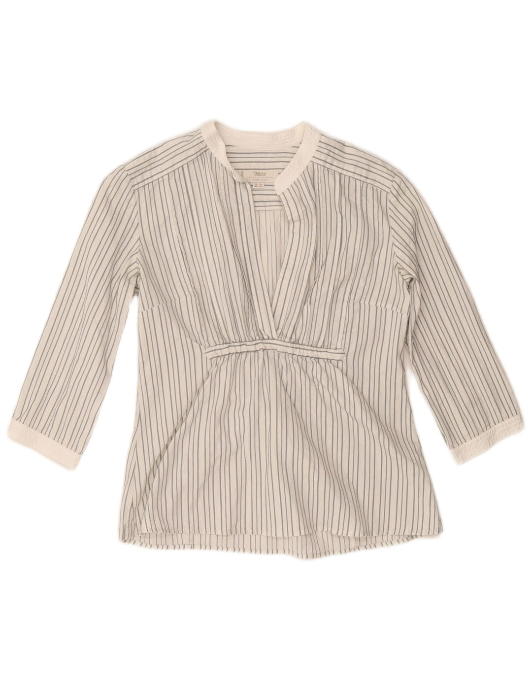 Marlboro Classics Damen-Blusenoberteil mit 3/4-Ärmeln, EU 42, großes graues Nadelstreifenmuster