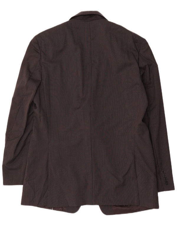 CALVIN KLEIN Herren 2-Knopf-Blazerjacke UK 42 XL Schwarze Nadelstreifenwolle