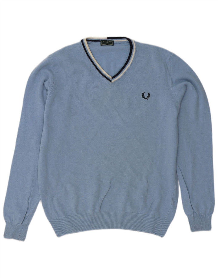 Fred Perry Jungen-Pullover mit V-Ausschnitt, 15–16 Jahre, blaue Wolle