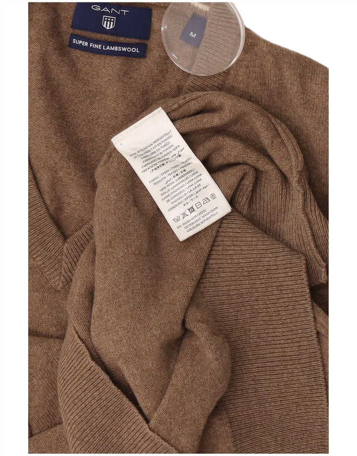 Gant Herren-Pullover mit V-Ausschnitt aus mittelbrauner Lammwolle