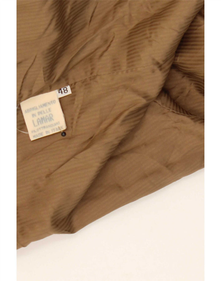 Vintage Herren 4-Knopf-Wildleder-Blazerjacke IT 48 Mittelbraunes Leder