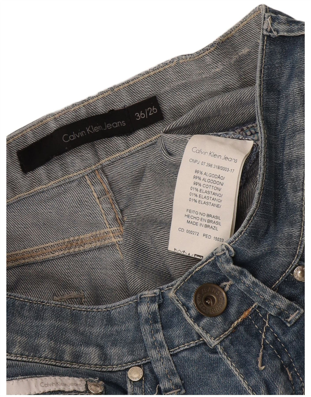 Calvin Klein Damen Straight Jeans W26 L31 Blaue Baumwolle