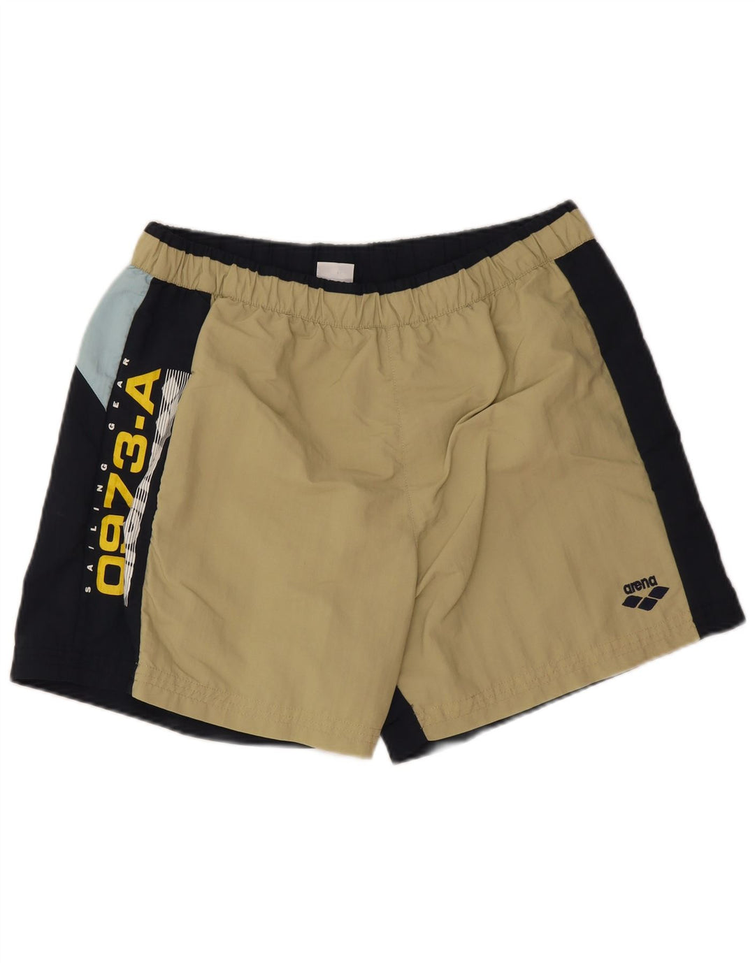 Arena Herren-Badeshorts mit Grafik, groß, beige, Colourblock-Polyamid