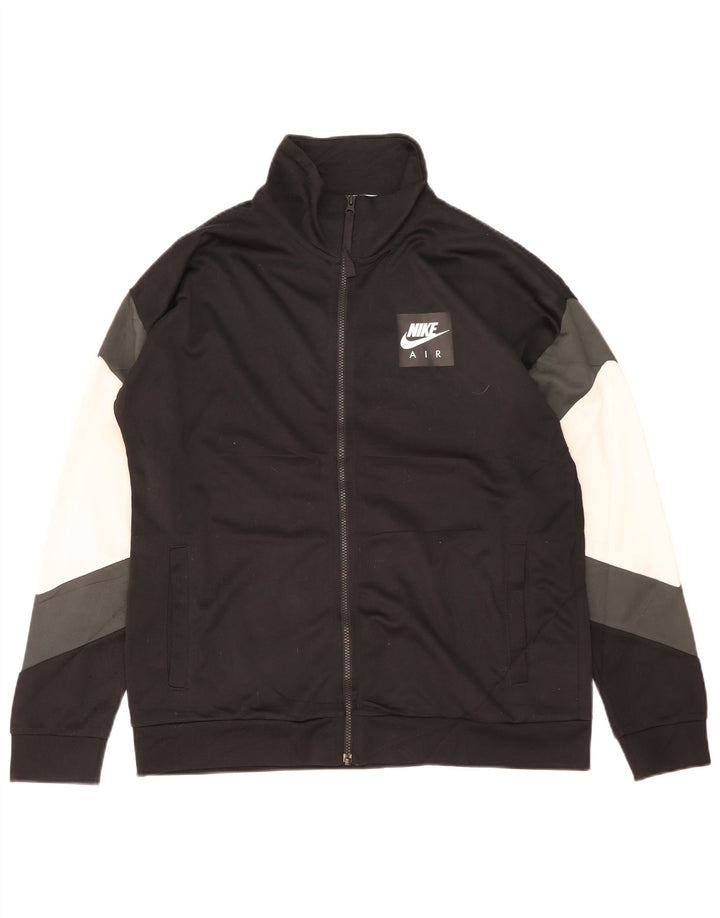 NIKE Herren-Trainingsanzugoberteil mit Grafik, groß, schwarzes Farbblock-Polyester