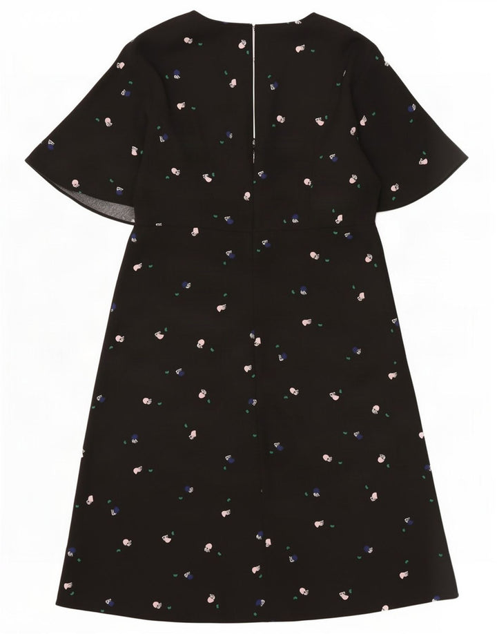 Marks & Spencer Damen-Kleid in A-Linie mit abstraktem Muster, Gr. 10, Schwarz