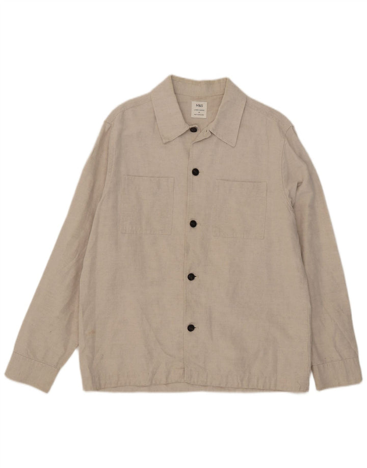 Marks & Spencer Herrenhemd Mittelbeige Leinen