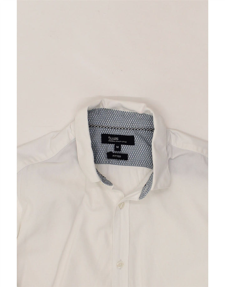 JULES Mens Fitted Shirt Medium White Cotton Vintage Jules and Second-Hand Jules from Messina Hembry 