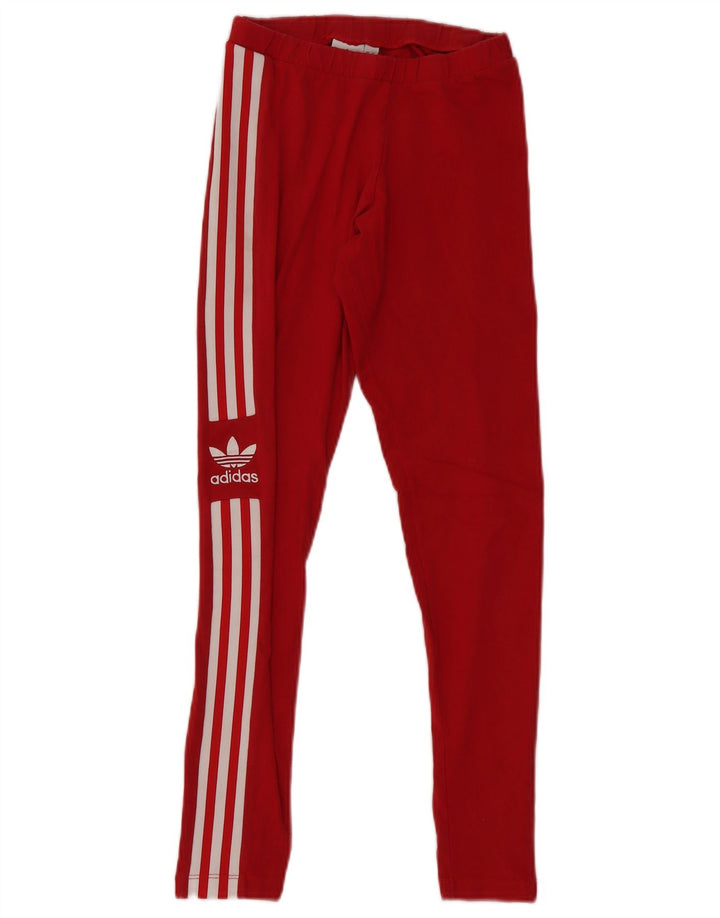 Adidas Damen Graphic Leggings UK 8 Small Rote Baumwolle