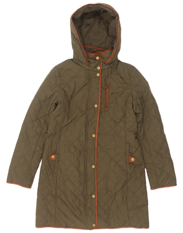 Ralph Lauren Damen Kapuzen-Steppmantel UK 10 Small Khaki