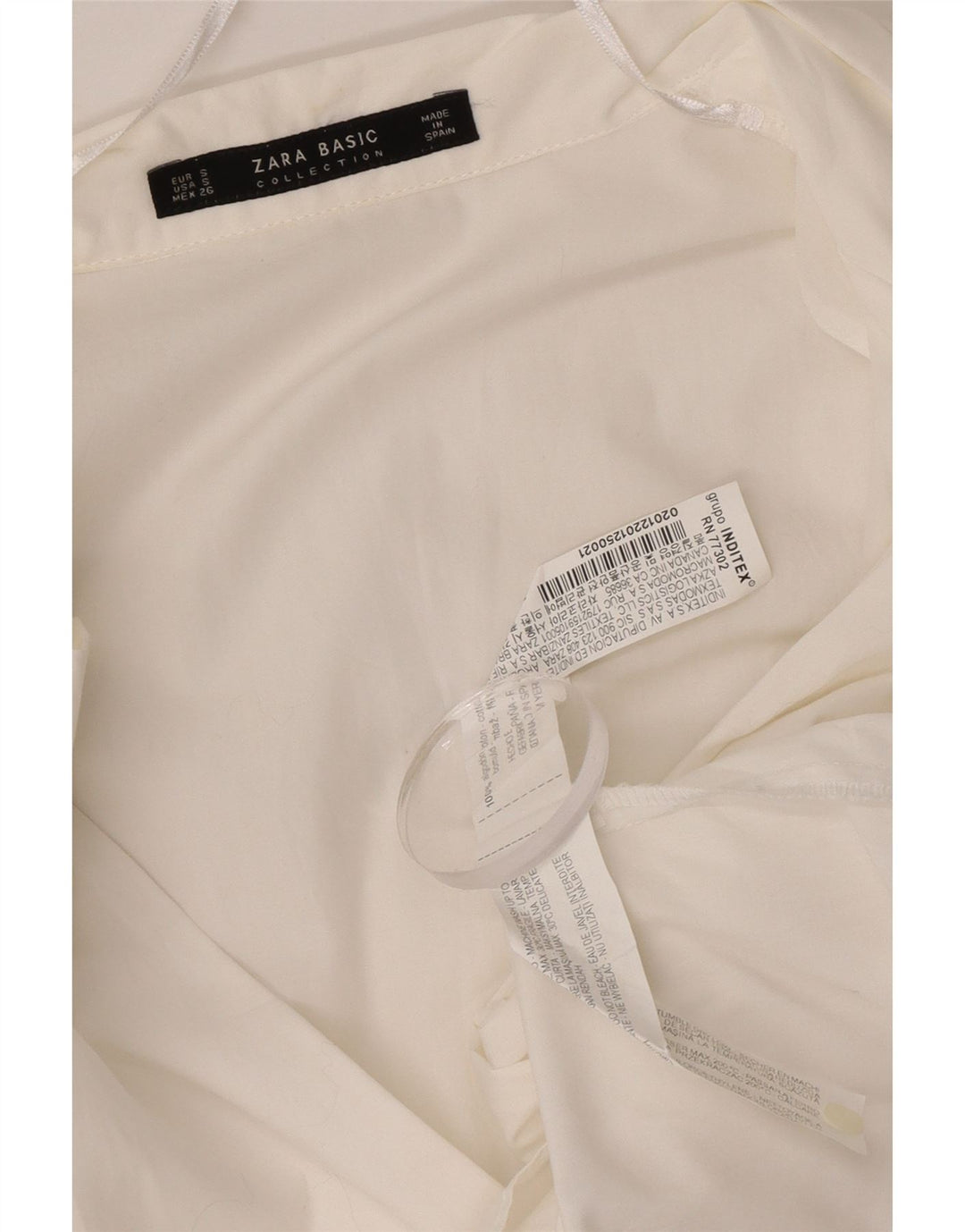 Zara Damen Langarm-Etuikleid UK 10 Small Weiße Baumwolle