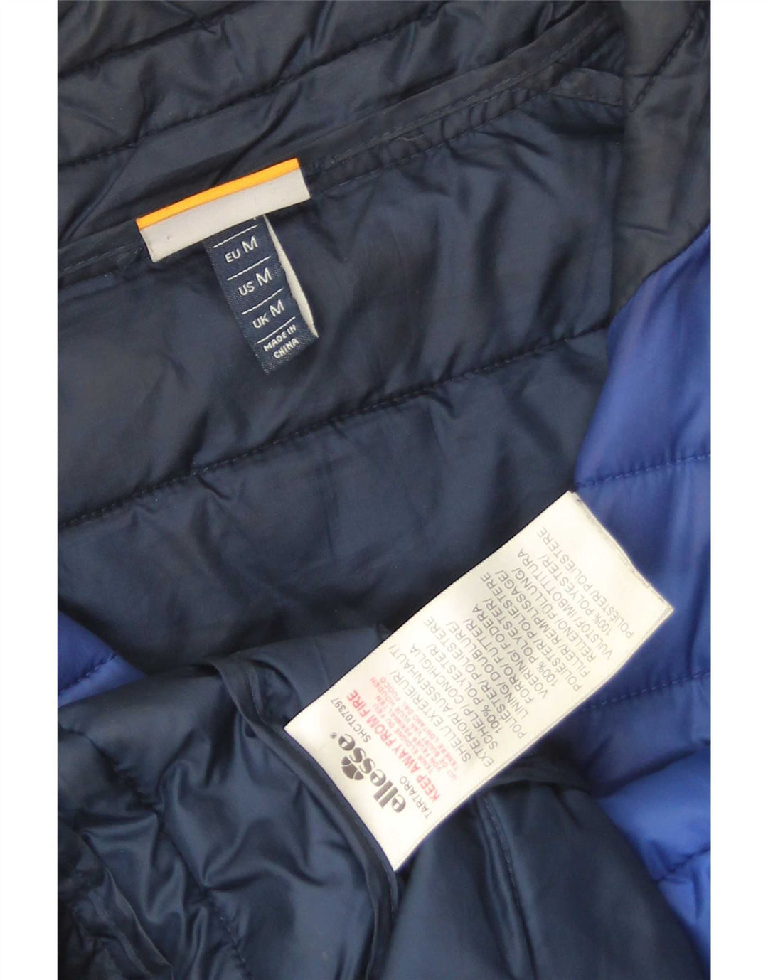 Ellesse Herren Wattierte Jacke UK 38 Mittelblaues Colourblock-Polyester