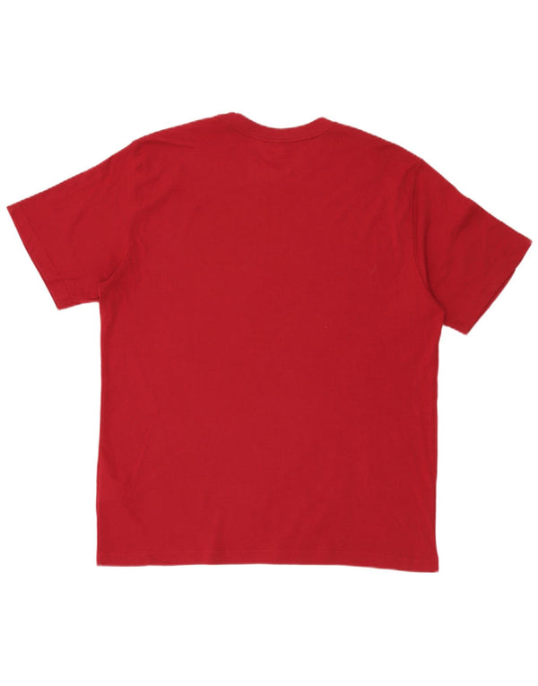 Reebok Herren Grafik-T-Shirt-Oberteil, groß, rote Baumwolle