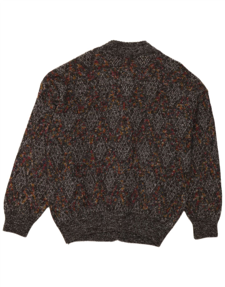 Pimet Herren-Strickjacke, groß, grau gesprenkelte Wolle