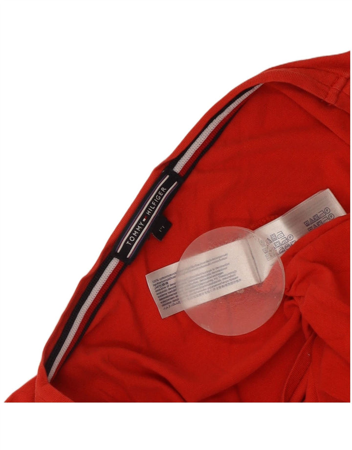 Tommy Hilfiger Damen T-Shirt Top UK 14 Mittelrote Baumwolle