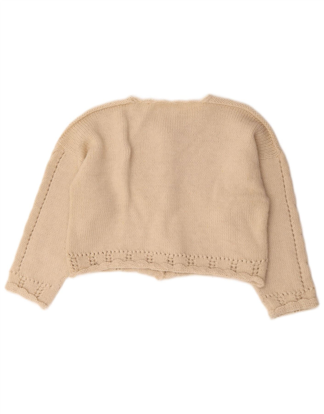 Vintage Damen Crop Cardigan Pullover UK 14 Medium Beige