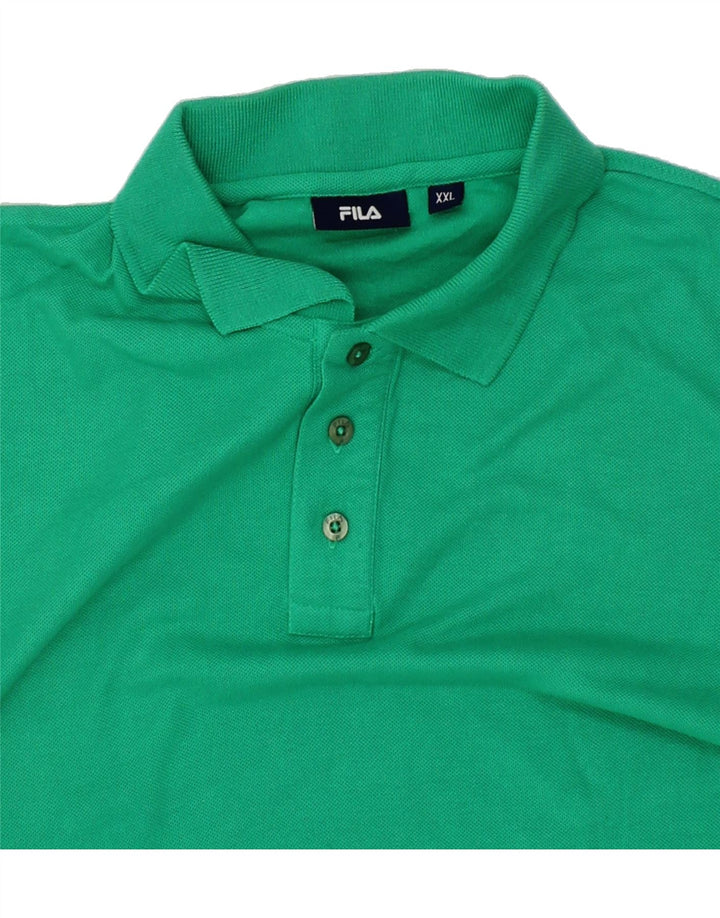FILA Mens Polo Shirt 2XL Green Cotton Vintage Fila and Second-Hand Fila from Messina Hembry 