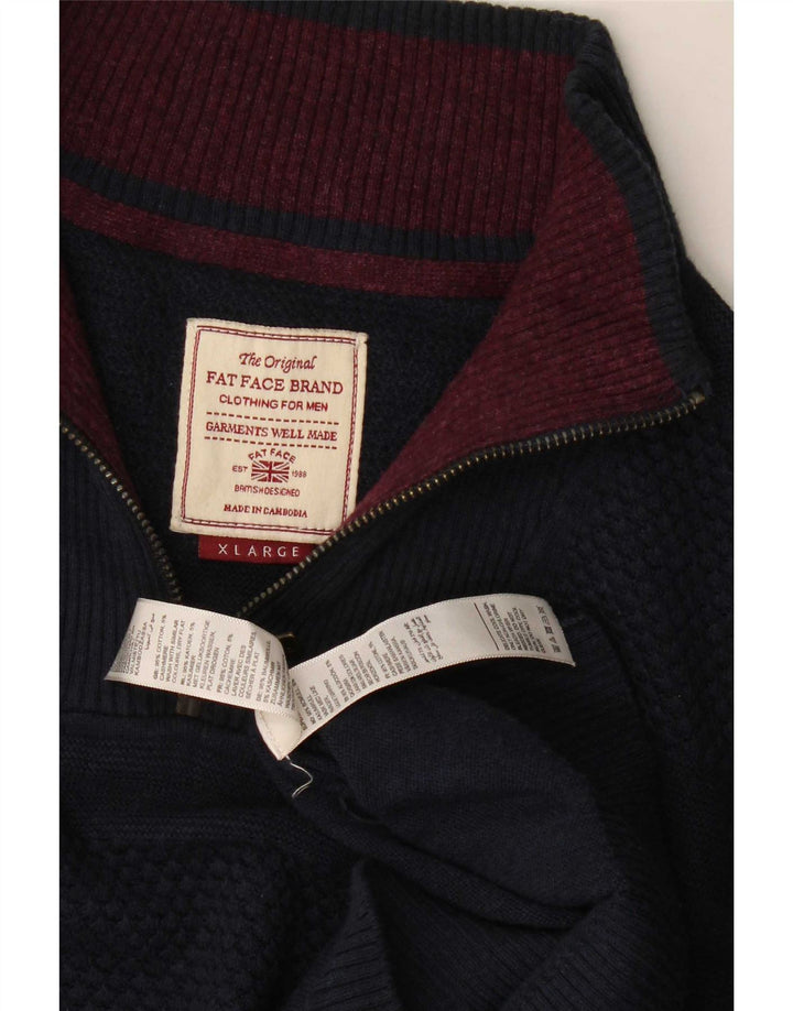 Fat Face Herren-Pullover mit Reißverschluss am Hals, XL, Marineblau, Baumwolle