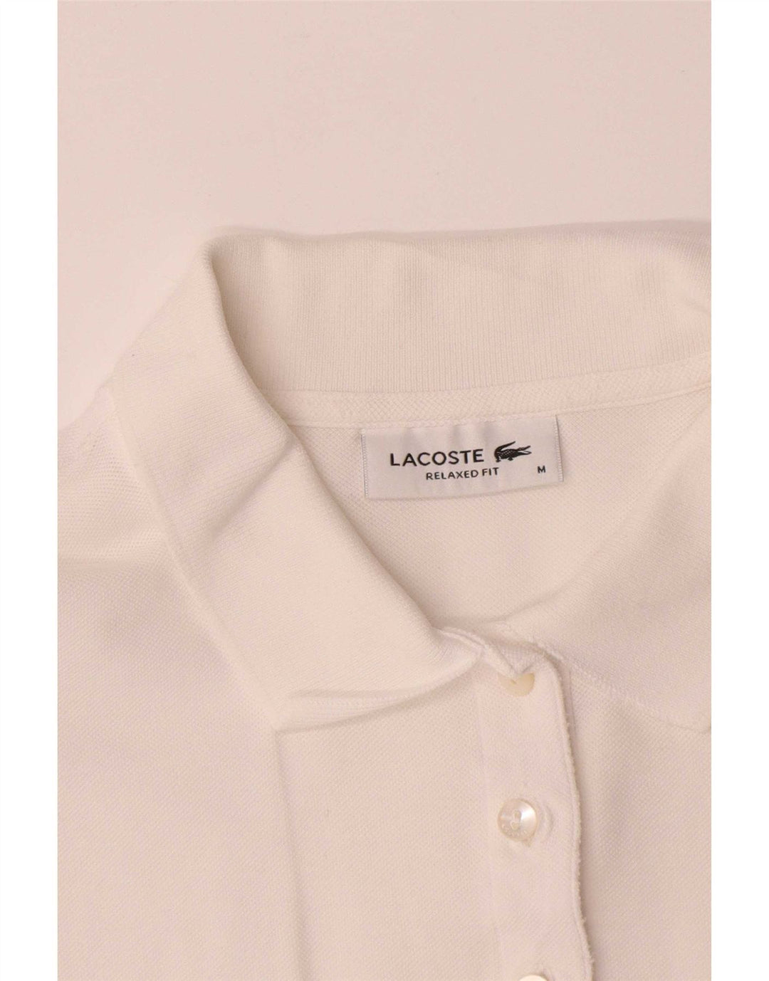 Lacoste Damen-Poloshirt mit entspannter Passform, UK 14, mittelweiße Baumwolle