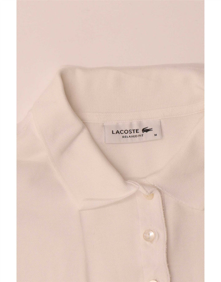 Lacoste Damen-Poloshirt mit entspannter Passform, UK 14, mittelweiße Baumwolle