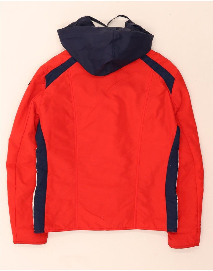 ELHO Womens Hooded Ski Jacket Size 44 XL Red Colourblock Nylon Vintage Elho and Second-Hand Elho from Messina Hembry 