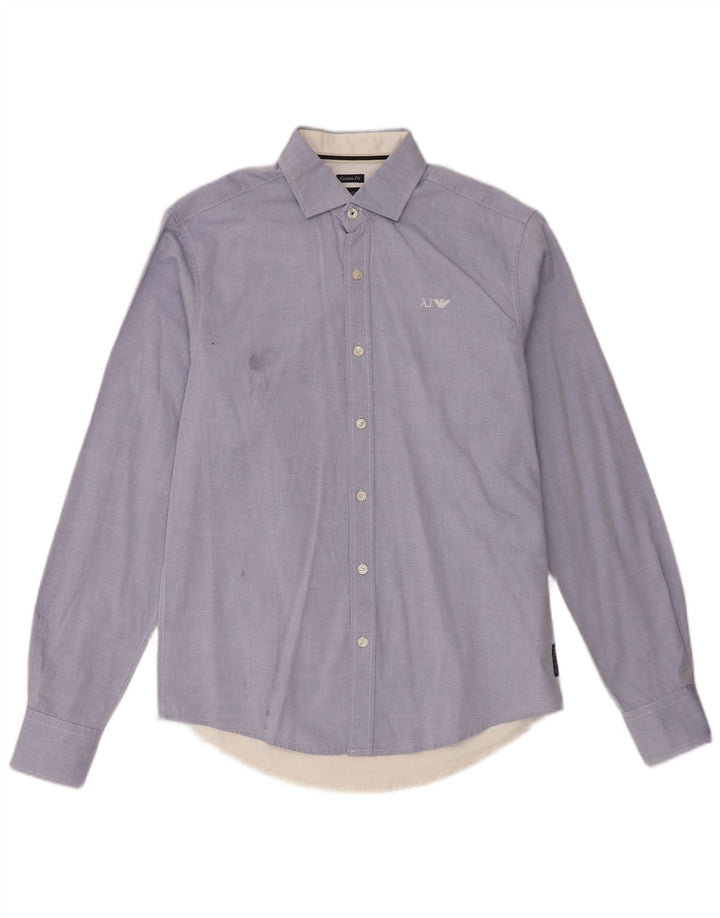 Armani Jeans Herren-Hemd mit individueller Passform, klein, blau, Colourblock-Baumwolle